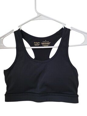 Whisper Size S Black Racerback Strappy Athletic Sports Bra w/Removable Padding